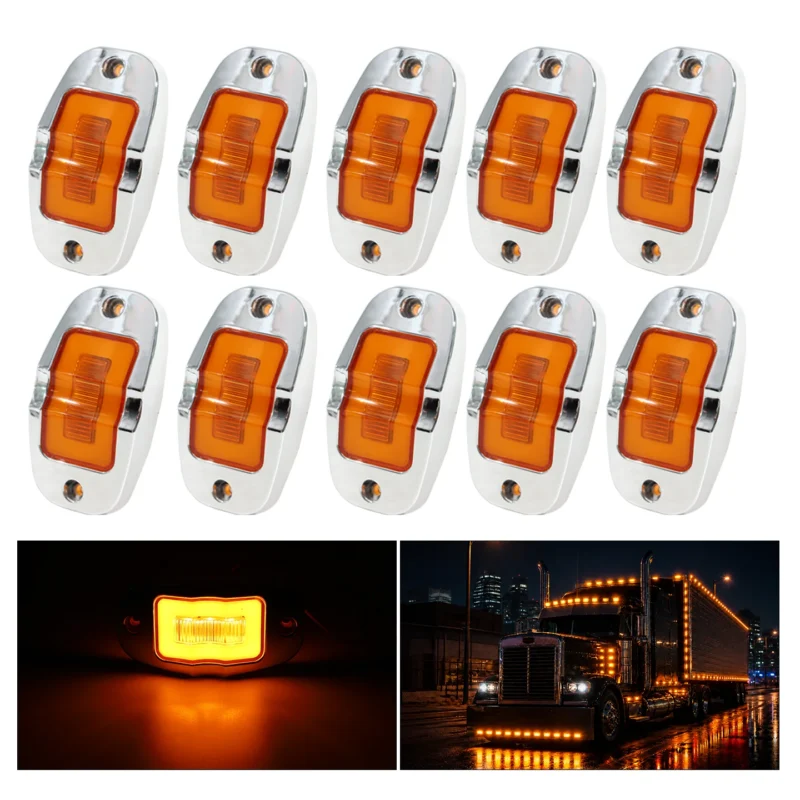 yfdlighting 4 inch amber oval clearance lights with chrome trim for pickup trucks and trailers