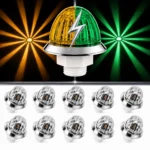 Amber green dual color 3/4 inch mini watermelon strobe lights 10 pack on white background