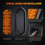 amber oval LED tail light with anti loosening ear design reinforced rubber gasket and sealed 4 wire back