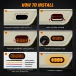 amber oval LED trailer tail light installation guide with rubber grommet and 4 wire connection