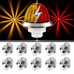 Amber red dual color 3/4 inch mini watermelon strobe lights 10 pack on white background