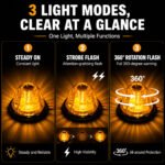 yfdlighting amber watermelon light with steady on and 360 rotating strobe lighting function