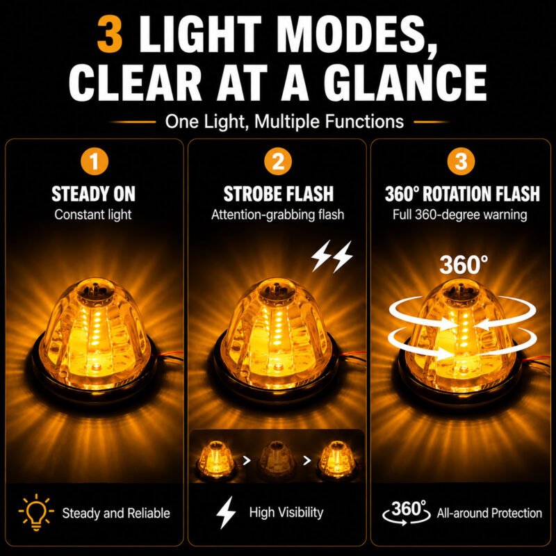 yfdlighting amber watermelon light with steady on and 360 rotating strobe lighting function