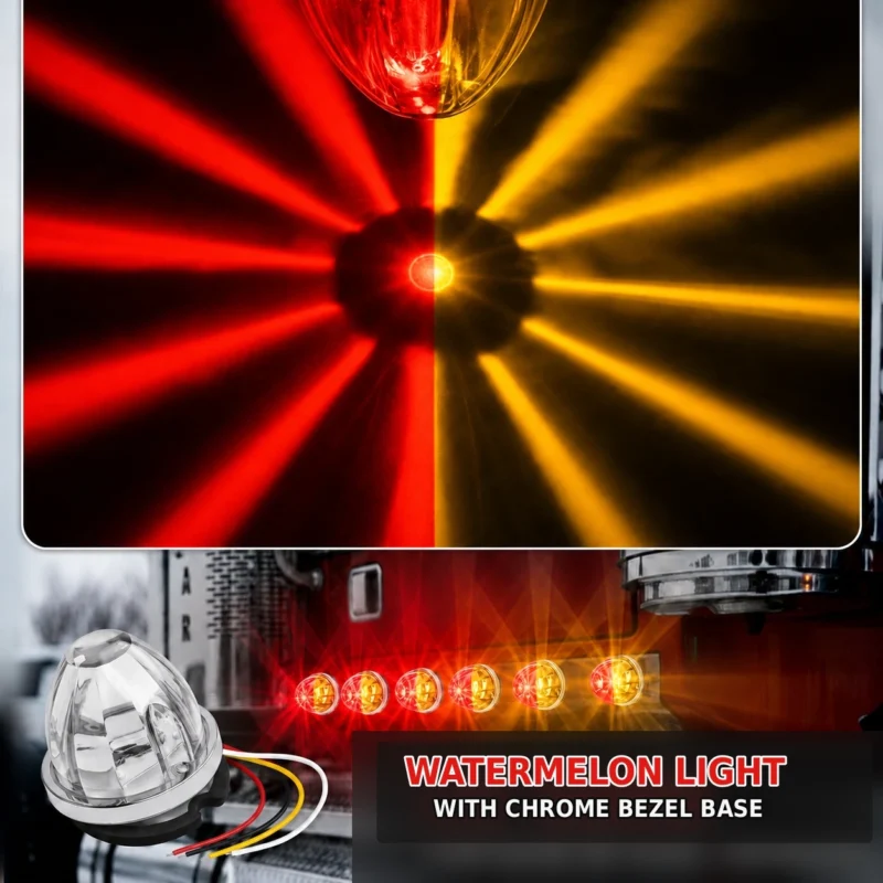 Dual color amber and red LED watermelon light with bright lighting effect