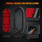 red oval LED tail light with anti loosening ear design reinforced rubber gasket and sealed 4 wire back