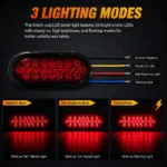 red oval LED tail light showing low brightness running light high brightness brake light and flashing mode