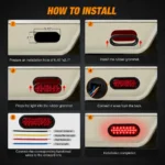 red oval LED trailer tail light installation guide with rubber grommet and 4 wire connection