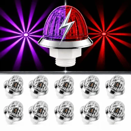 Red purple dual color 3/4 inch mini watermelon strobe lights 10 pack on white background