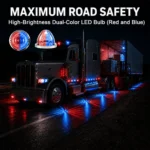 Red blue watermelon LED light with steady on and flashing strobe modes
