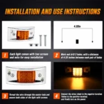 how to install 12LED curved amber truck marker light step by step
