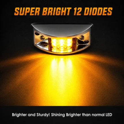 amber 12LED curved marker light illuminated on truck at night