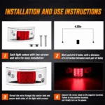 how to install 12LED curved red truck marker light step by step