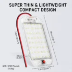 Dimensions of 800 lumen slim LED interior light for RV camper truck and van