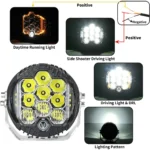 YFD 7-inch LED driving lights with adjustable mounting brackets and installation hardware
