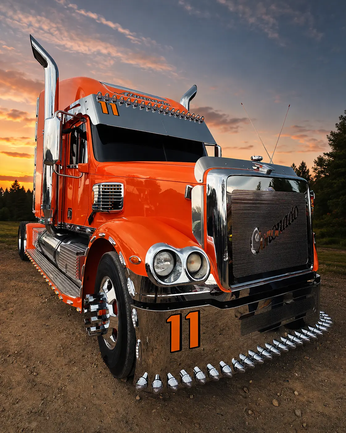 YFD Lighting – Built to Be Seen, Made to Stand Out American truck with amber LED lights showing nighttime visibility and custom style by YFD Lighting
