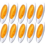10 pack 6.5 inch smoked amber oval LED side marker lights with chrome bezels