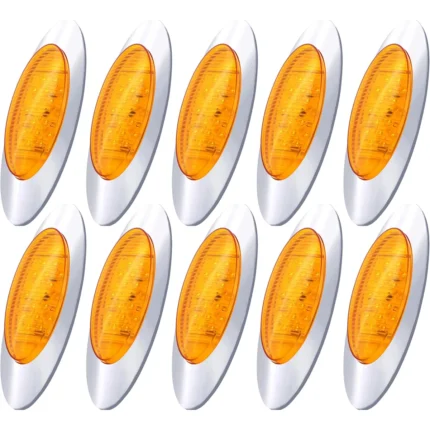 10 pack 6.5 inch smoked amber oval LED side marker lights with chrome bezels