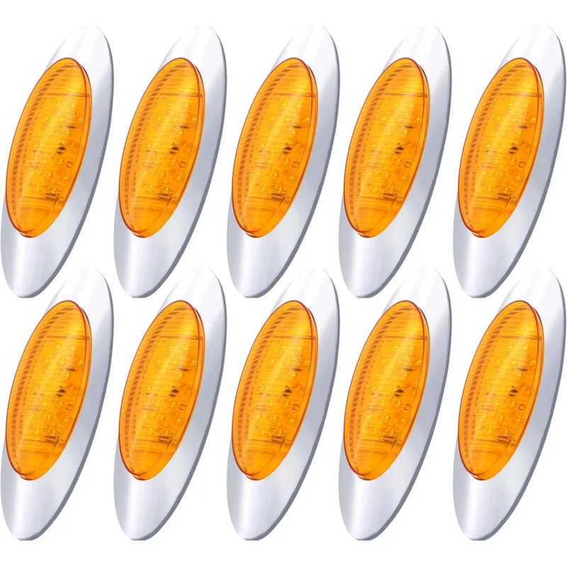 10 pack 6.5 inch smoked amber oval LED side marker lights with chrome bezels
