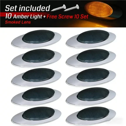 Smoked amber 6.5 inch oval LED side marker light illuminated