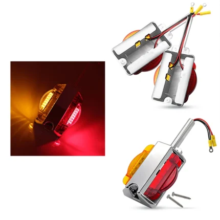 12V chrome fender light with steady-on amber front light and red rear light for semi trucks