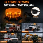 13 pattern amber warning light for fire trucks snow plows ambulances and construction vehicles