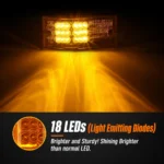18 LED amber truck marker light producing bright and wide illumination