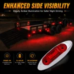 Illuminated 2.5 inch red side marker light with three Super Flux Piranha LEDs and chrome bezel