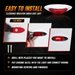 Installation guide for 2.5 inch red LED side marker light with mounting screws and two-wire connection