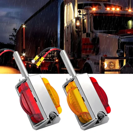 YFD Lights 2-pack 12V chrome dual-face fender lights for Freightliner, Kenworth, and Peterbilt trucks
