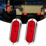 2 pack 6 inch red oval LED tail lights with chrome bezels for trucks trailers RVs and work vehicles