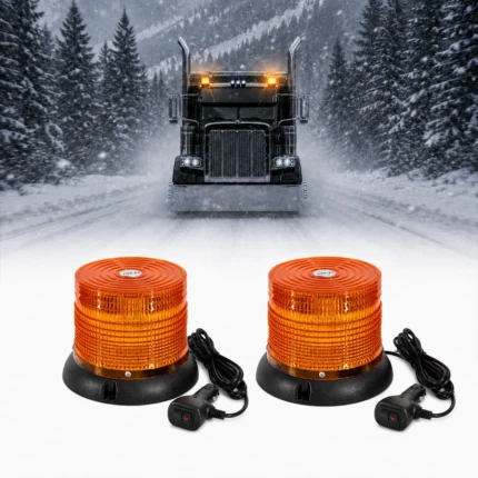 2 pack amber strobe warning beacon lights with magnetic bases and cigarette lighter plugs