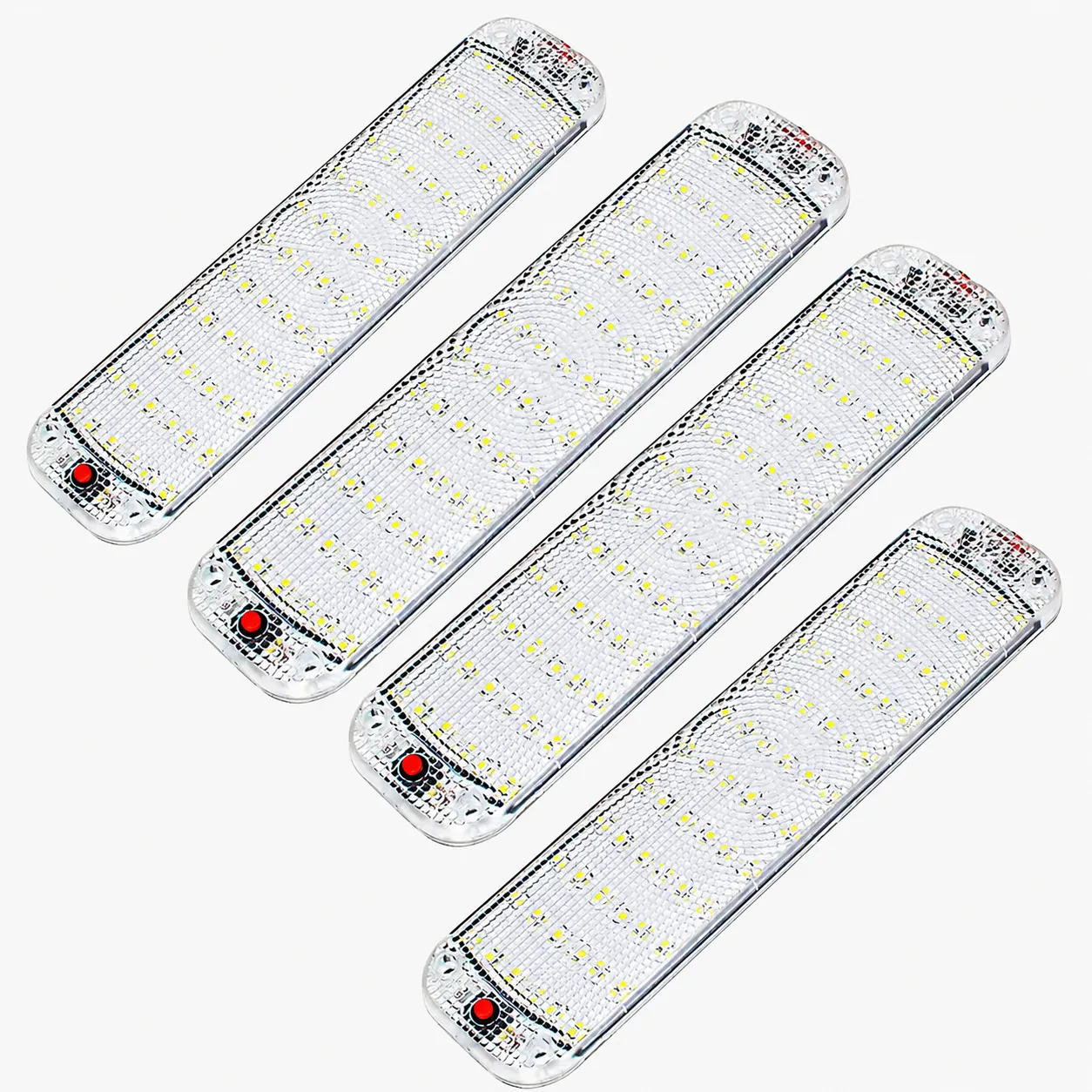 4-Pack 12W LED Interior Lights for RV Camper and Truck Cab 4-pack 12W LED interior dome lights for RV campers, motorhomes, trucks, and off-road vehicle cabs