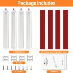 YFDLights 4-piece 120 LED 8W truck interior light kit with adhesive tape, mounting clips and screws