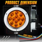 Dimension guide for 5.5-inch amber round LED tail light with 4-inch lens and 1.8-inch depth