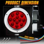 Dimension guide for 5.5-inch red round LED tail light with 4-inch lens and 1.8-inch depth
