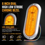 6 inch amber oval LED tail light with 21 LEDs high low brightness and strobe running flash functions
