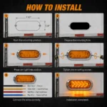 Installation guide for 6-inch amber oval LED tail light on pickup trucks, trailers and campers