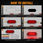 installation guide for 6 inch red oval LED tail light with wiring and mounting steps
