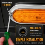 Installation guide for 6 inch amber oval LED tail light with chrome bezel and screw mounting