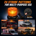 Amber strobe beacon light for fire trucks snow plows ambulances and construction vehicles