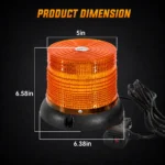 Dimensions of 12-24V amber strobe warning beacon light with magnetic base