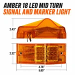 Amber 18 LED truck marker light dimensions and mounting hole spacing