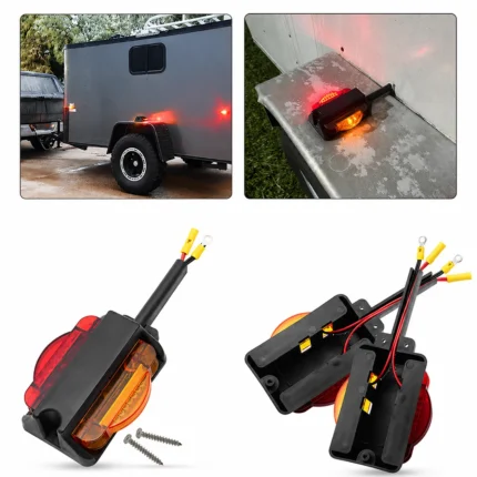 Black dual-face fender light installed on a truck trailer fender for improved side visibility