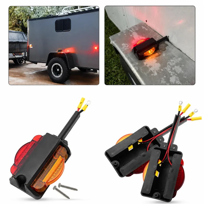 Black dual-face fender light installed on a truck trailer fender for improved side visibility