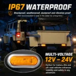 IP67 waterproof amber oval LED tail light for trucks trailers RVs and off road vehicles in rainy conditions