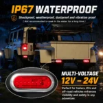 IP67 waterproof red oval LED tail light for trucks trailers RVs and off road vehicles in rainy conditions