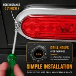 Installation guide for 6 inch red oval LED tail light with chrome bezel and screw mounting