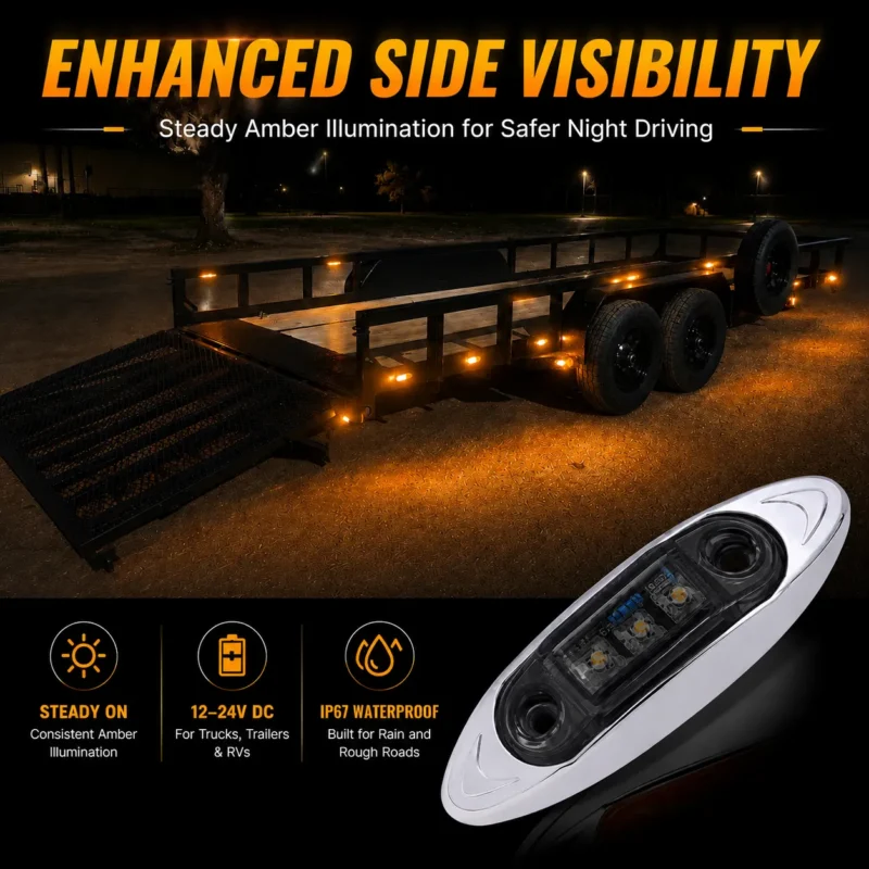 Smoked Lens Amber LED Side Marker Light Output