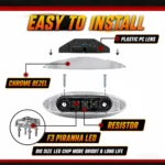 2.5 inch smoked lens red LED marker light made with durable PC lens chrome bezel and rubber sealing gasket