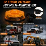 Amber UFO strobe warning light for trucks, tractors, snow plows, construction vehicles and utility vehicles